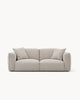 Sofa dwuosobowa PURE - sofa dwuosobowa z poduszkami, widok z przodu, o zaokrąglonych kształtach.