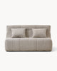 Sofa dwuosobowa SHAPE - sofa dwuosobowa widok z przodu, z dwoma poduszkami na siedzisku i przeszyciami.