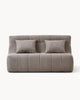 Sofa dwuosobowa SHAPE - sofa dwuosobowa widok z przodu, z dwoma poduszkami na siedzisku i przeszyciami.