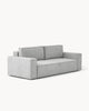 Sofa z funkcją spania CUBE, tkanina infini - sofa z funkcją spania widoczna z boku, z prostymi liniami i wygodnymi poduszkami.