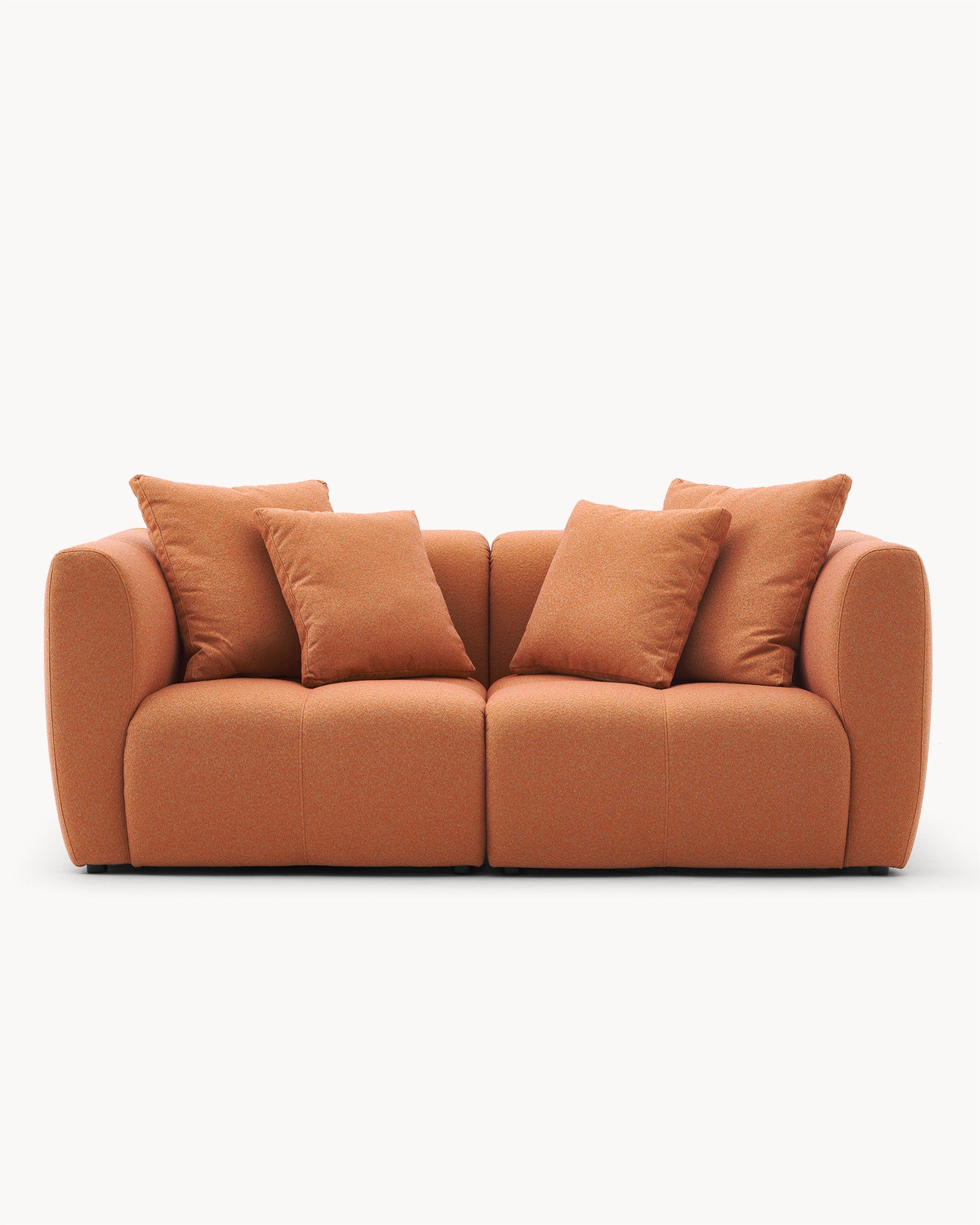 Sofa modułowa AURA (2 el.) - sofa modułowa widok z przodu, z poduszkami na siedzisku i oparciu.