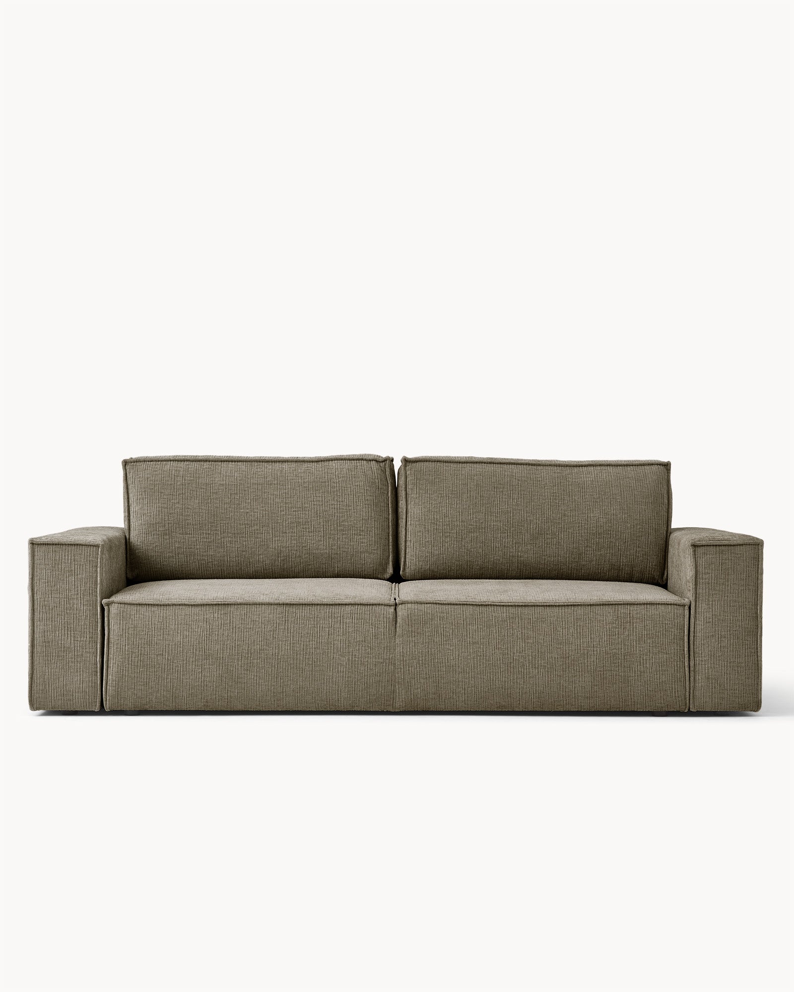 Sofa z funkcją spania CUBE, tkanina infini - sofa widok z przodu, z prostymi liniami i niskim oparciem. Zawiera funkcję spania.