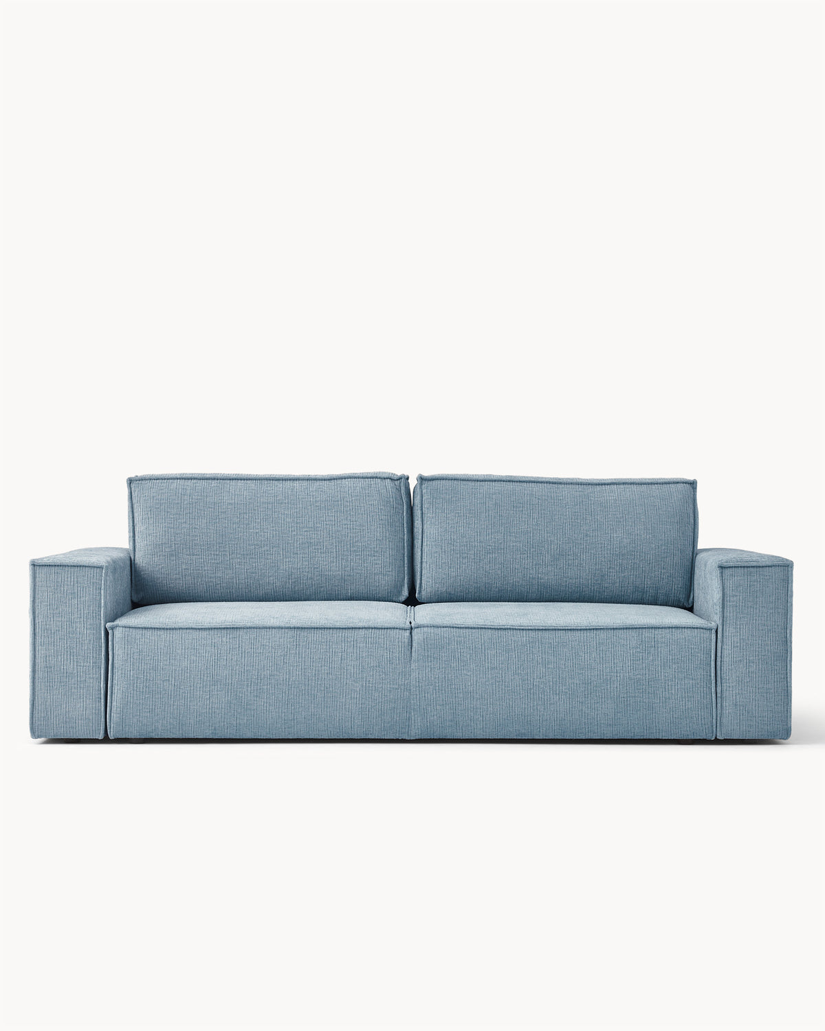 Sofa z funkcją spania CUBE, tkanina infini - sofa widok z przodu, z prostymi liniami i niskim oparciem. Zawiera funkcję spania.