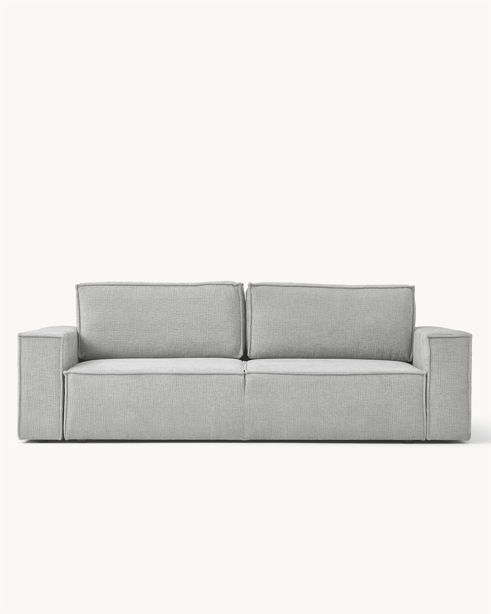Sofa z funkcją spania CUBE, tkanina infini - sofa widok z przodu, z prostymi liniami i niskim oparciem. Zawiera funkcję spania.