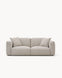 Sofa dwuosobowa PURE - sofa dwuosobowa z poduszkami, widok z przodu, o zaokrąglonych kształtach.