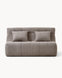 Sofa dwuosobowa SHAPE - sofa dwuosobowa widok z przodu, z dwoma poduszkami na siedzisku i przeszyciami.