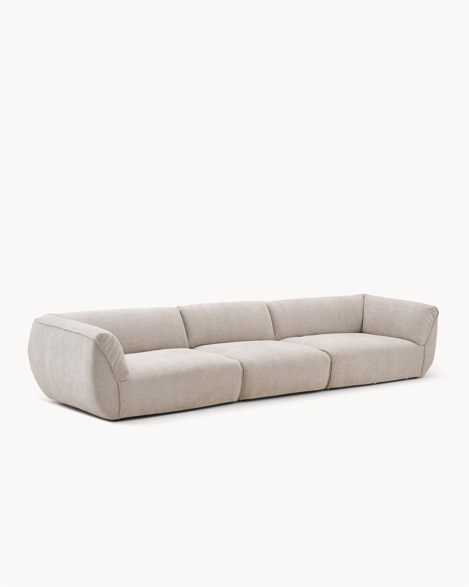 Sofa modułowa VIBE (3 el.) - sofa modułowa z widokiem z boku, prezentująca zaokrąglone krawędzie i segmenty.