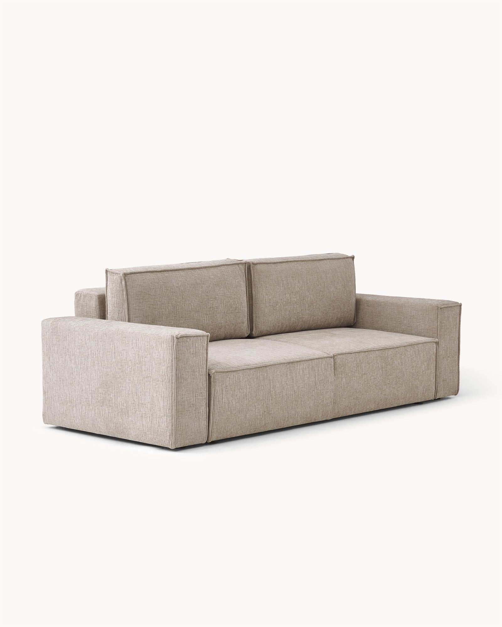 Sofa z funkcją spania CUBE, tkanina infini - sofa z funkcją spania widoczna z boku, z prostymi liniami i wygodnymi poduszkami.