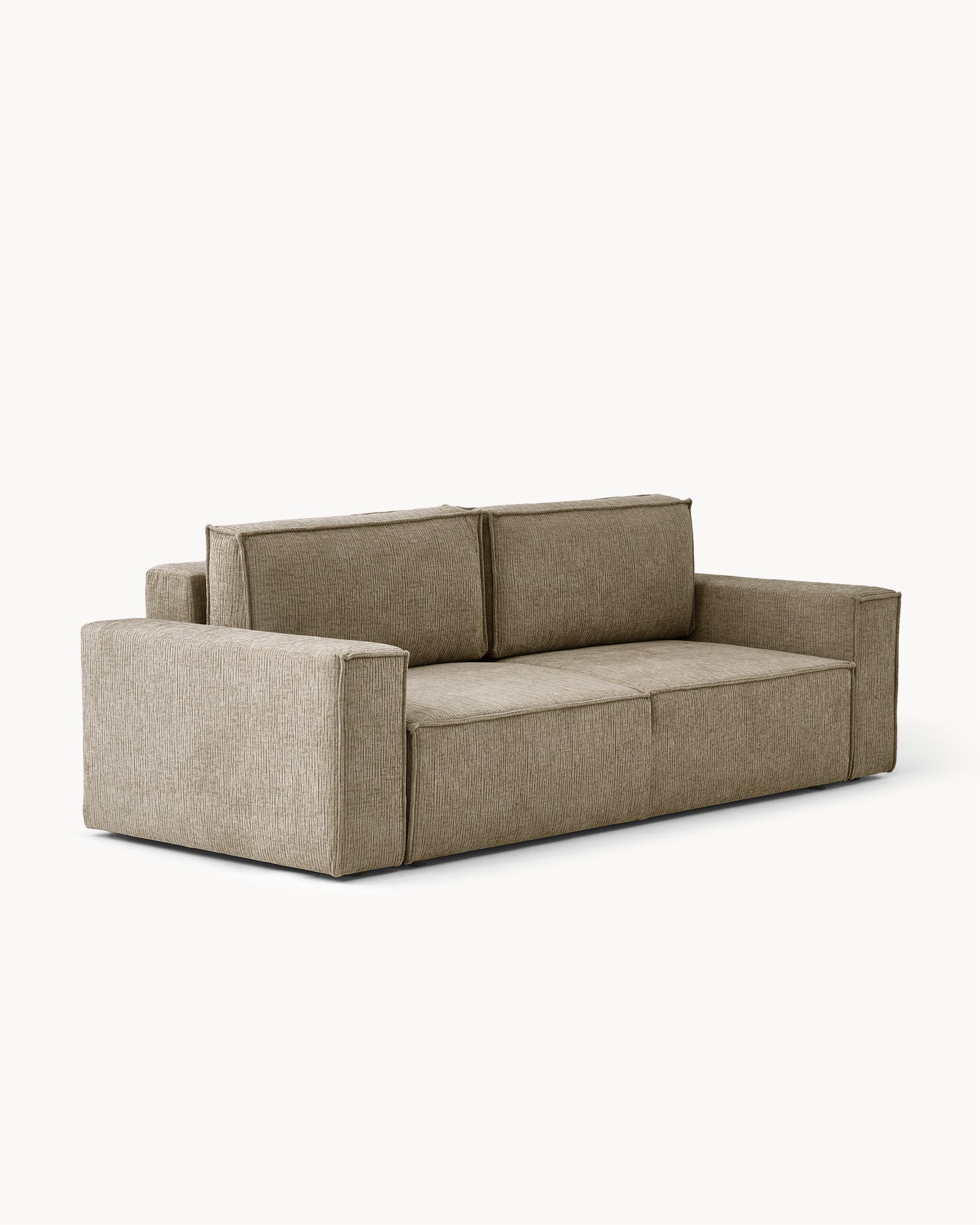 Sofa z funkcją spania CUBE, tkanina infini - sofa z funkcją spania widoczna z boku, z prostymi liniami i wygodnymi poduszkami.
