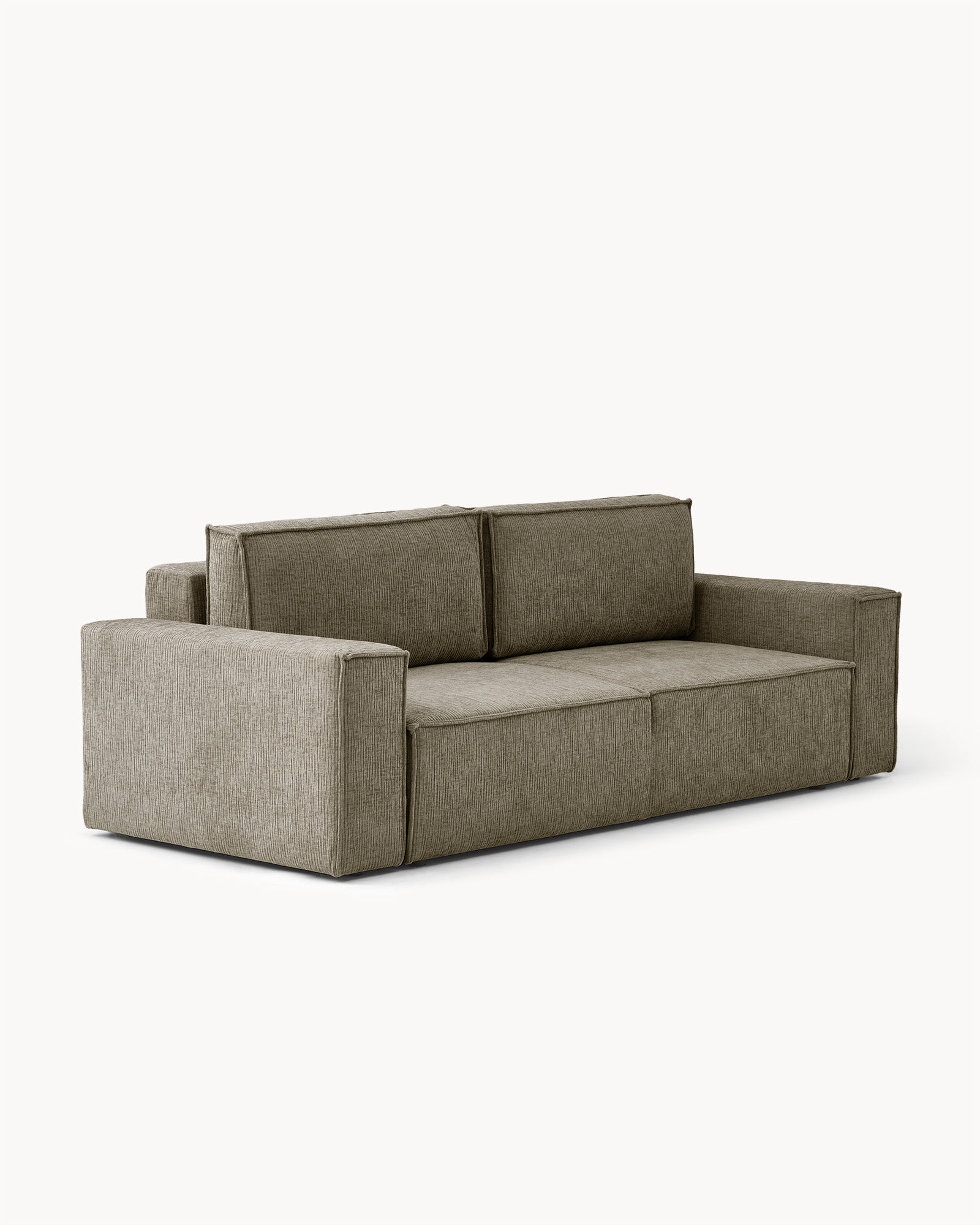 Sofa z funkcją spania CUBE, tkanina infini - sofa z funkcją spania widoczna z boku, z prostymi liniami i wygodnymi poduszkami.
