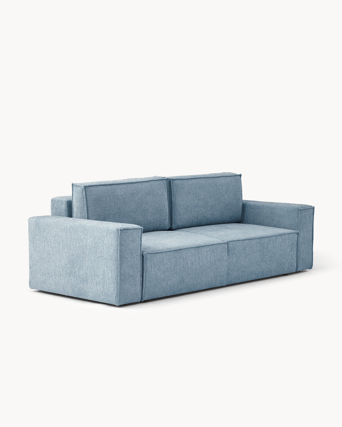 Sofa z funkcją spania CUBE, tkanina infini - sofa z funkcją spania widoczna z boku, z prostymi liniami i wygodnymi poduszkami.