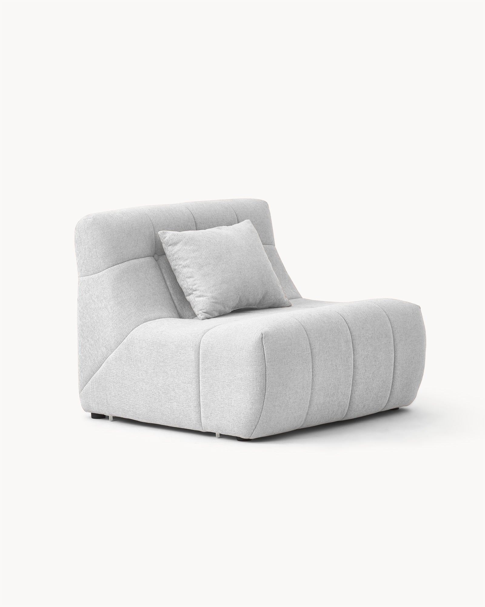 Fotel SHAPE, tkanina soria - fotel z lekko zaokrąglonym kształtem, z poduszką w zestawie, widok z boku.