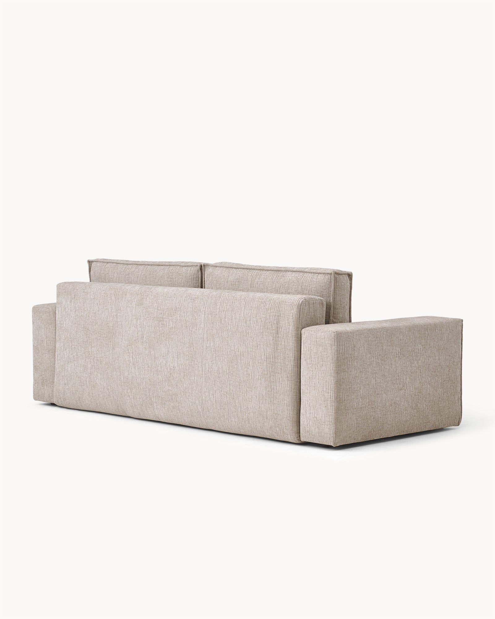 Sofa z funkcją spania CUBE, tkanina infini - sofa z funkcją spania widok z boku, z prostymi liniami i niskim oparciem.