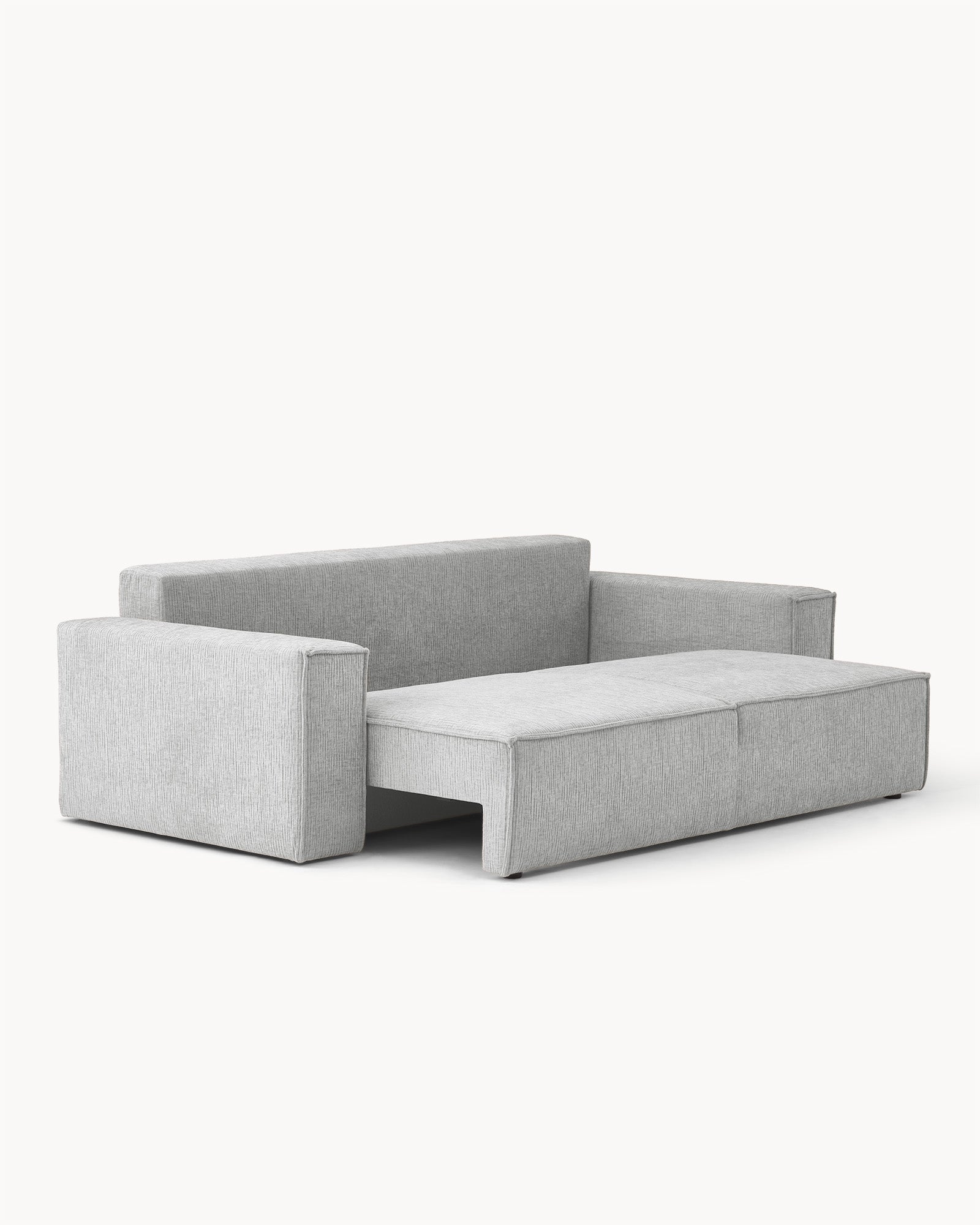 Sofa z funkcją spania CUBE, tkanina infini - sofa z funkcją spania z widokiem z boku, z rozłożonym siedziskiem.
