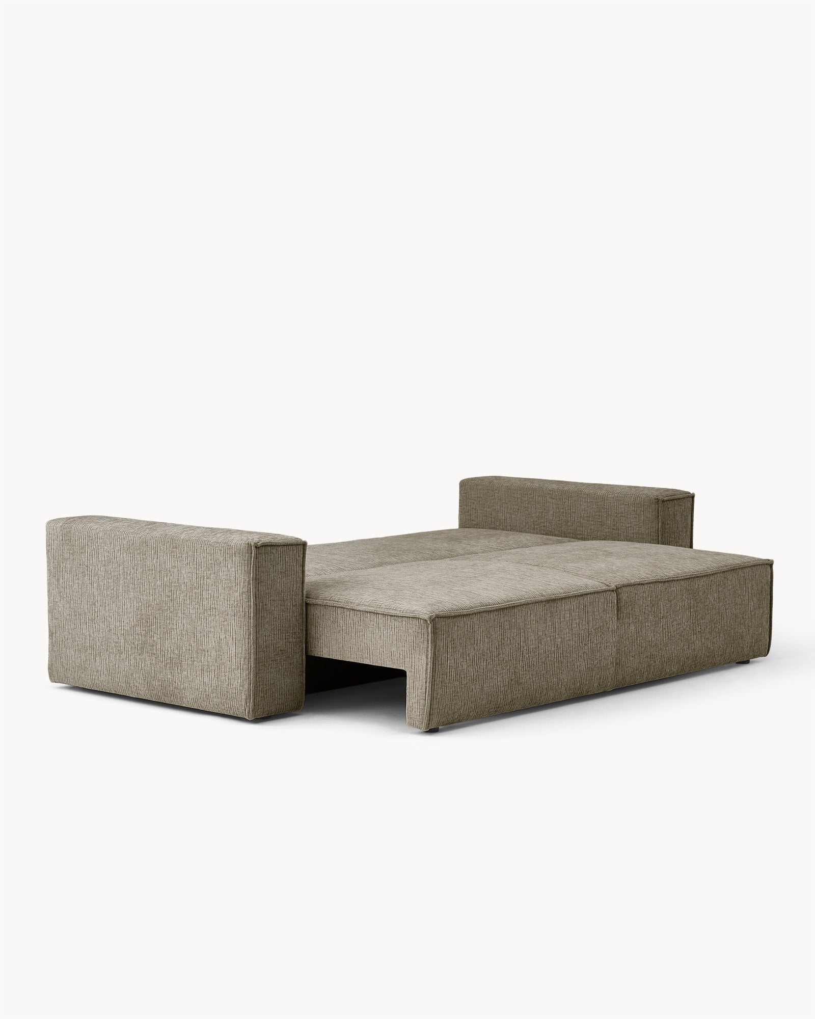 Sofa z funkcją spania CUBE, tkanina infini - sofa z funkcją spania, widok z boku, z rozłożonym siedziskiem.